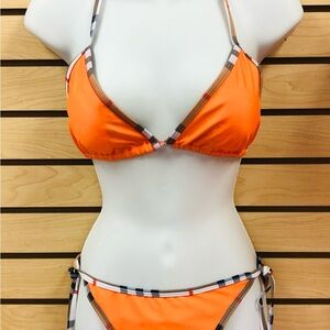 Burberry Orange Bikini with Plaid Accents